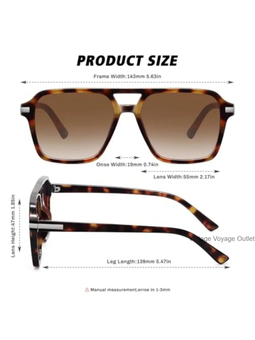 Retro Square Aviator Sunglasses for Women Men UV400 Protection Vintage Shades